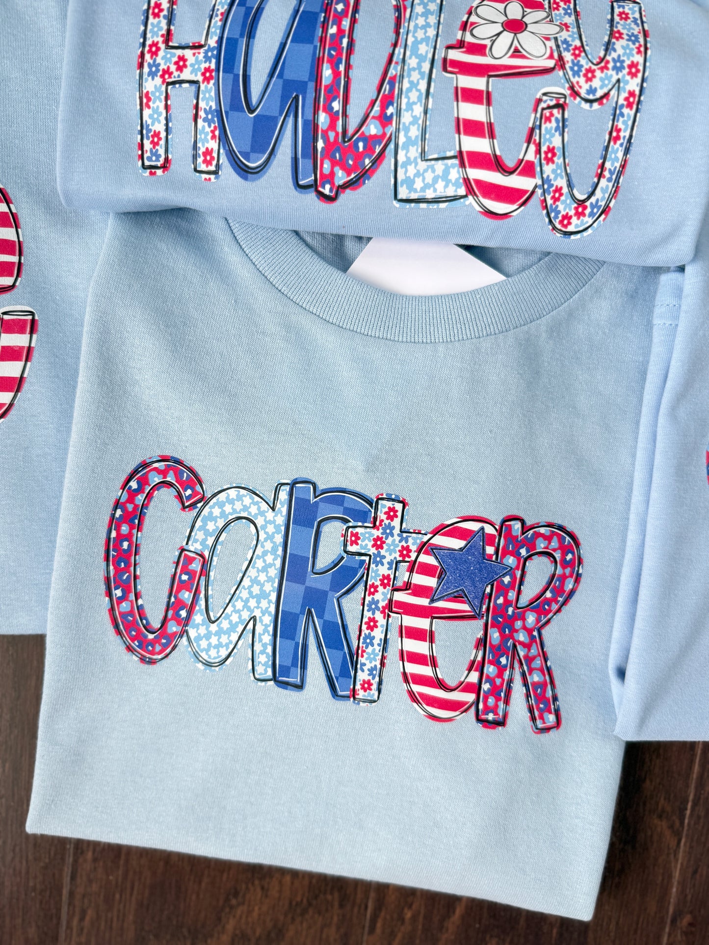 Patriotic Floral Mix Name Tees