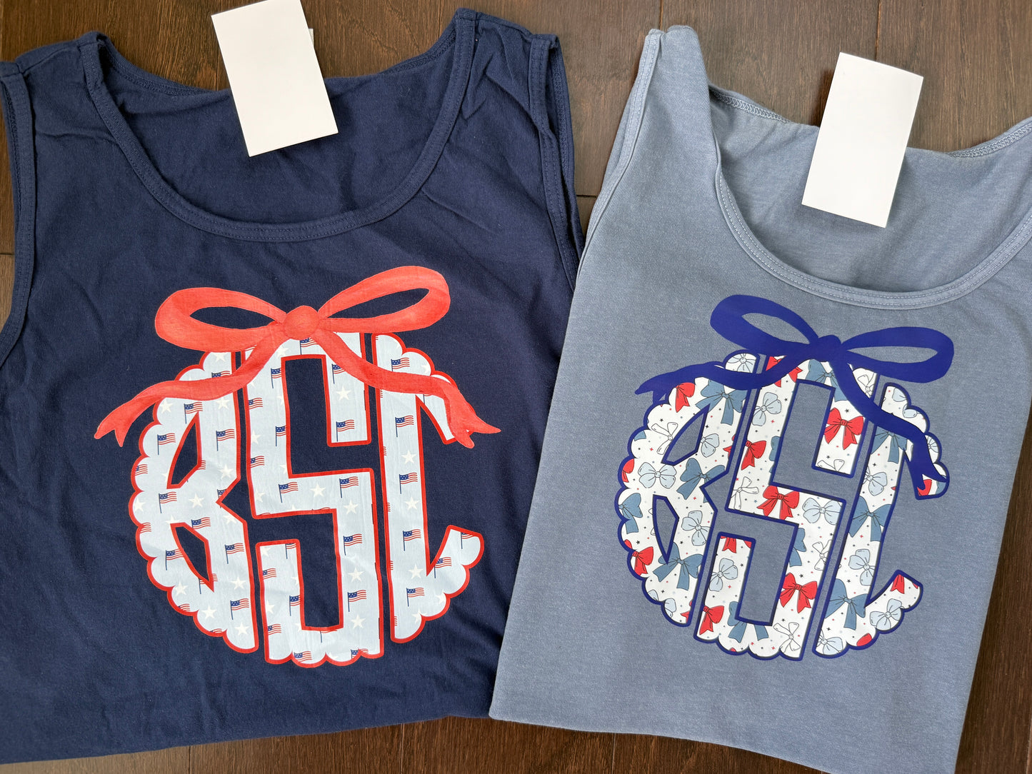 Flag Monogram w/ Bow {navy}