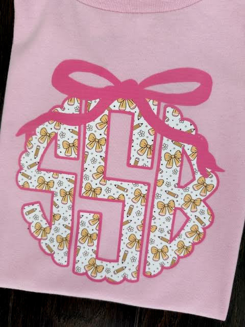 Pencil Monogram w/ Bow