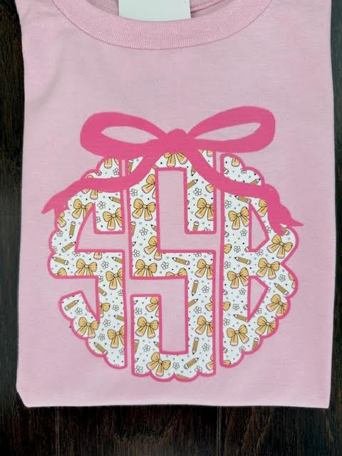 Pencil Monogram w/ Bow