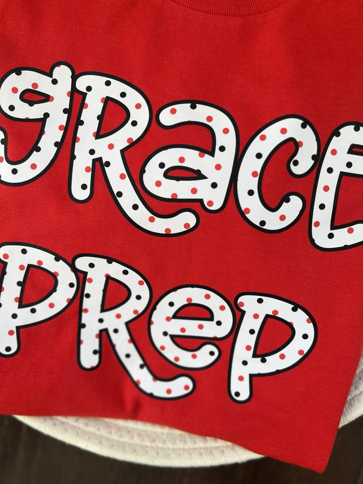 Grace Prep Polkadot Fun Letters Shirt