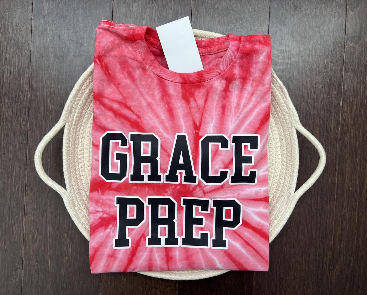 Tie Dye Grace Prep Varsity Letters Tshirt