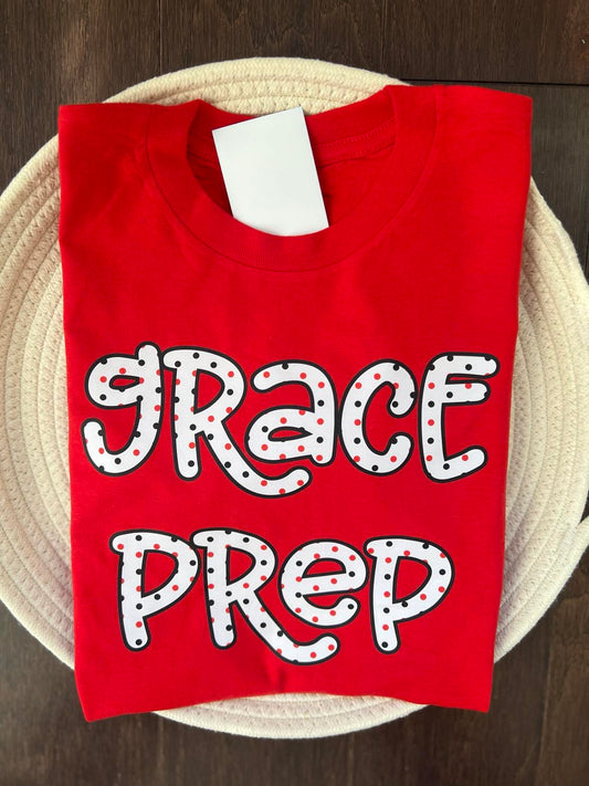 Grace Prep Polkadot Fun Letters Shirt