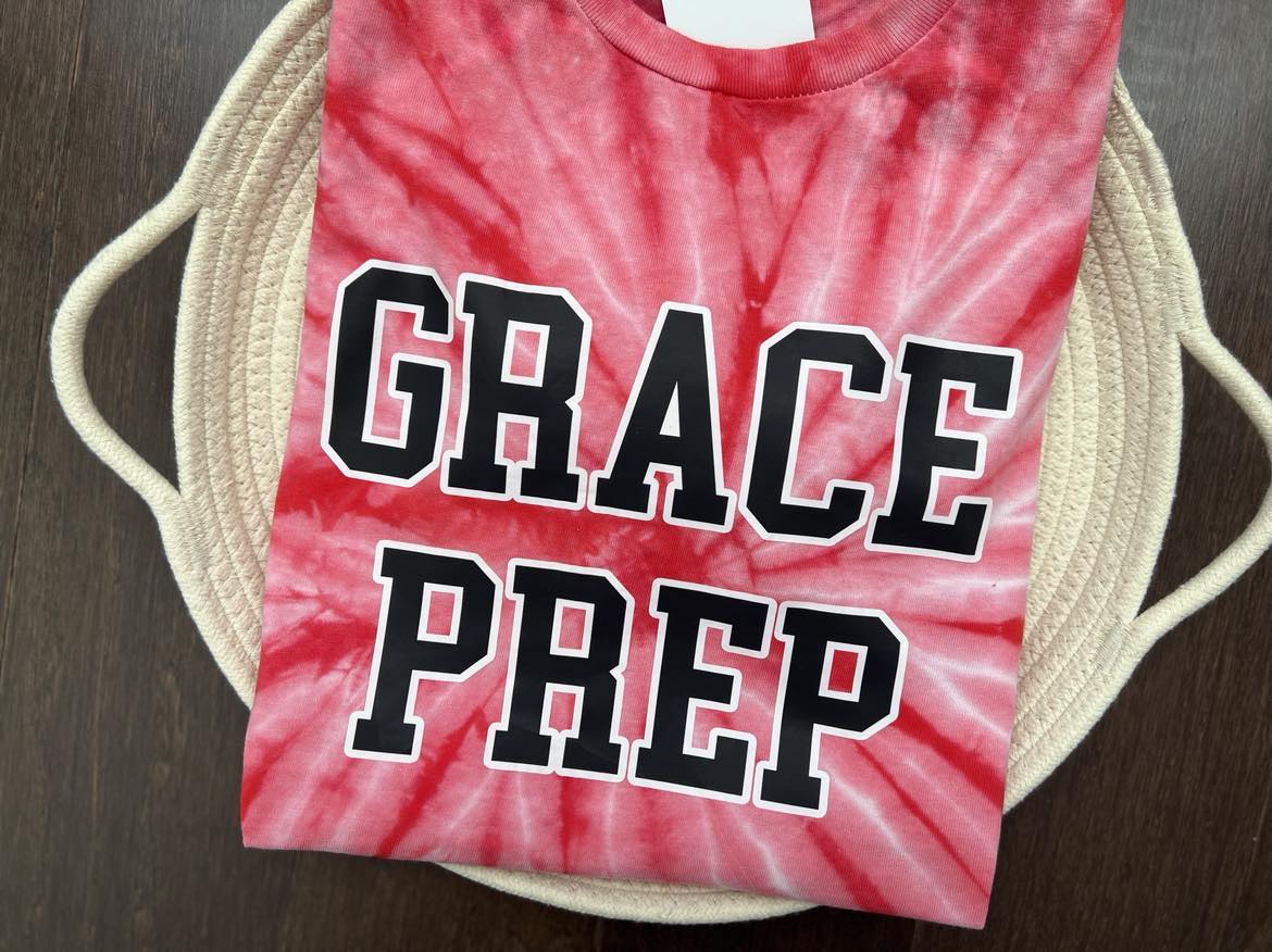 Tie Dye Grace Prep Varsity Letters Tshirt