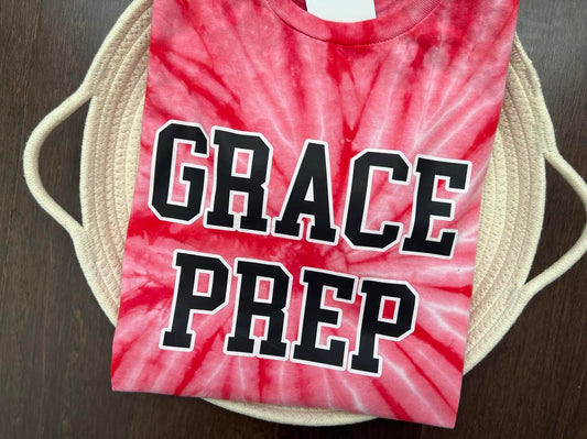 Tie Dye Grace Prep Varsity Letters Tshirt
