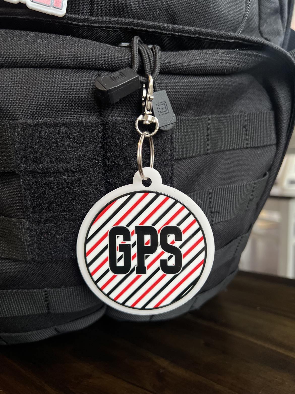 GPS Stripe Keychain