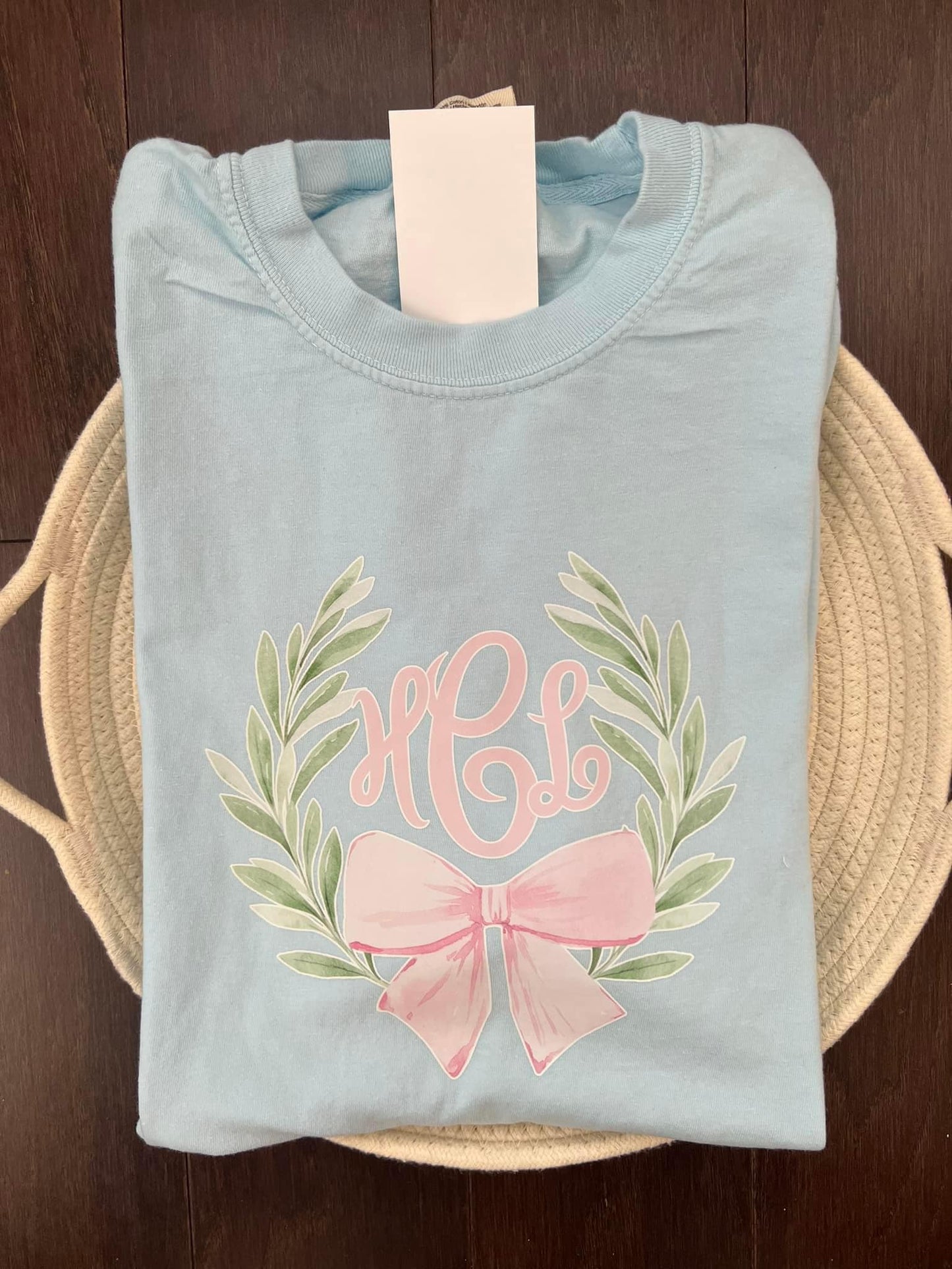 Grandmillenial Monogram Bow Wreath Shirt