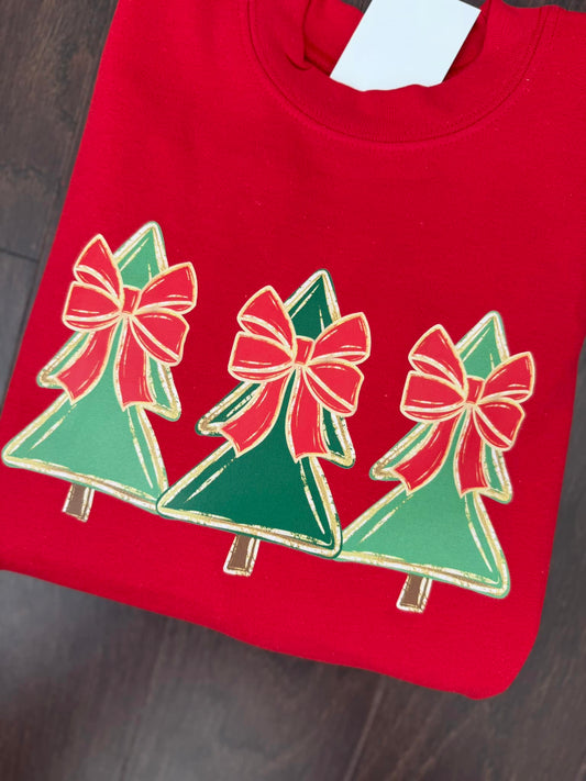 Glitter (faux) Trimmed Christmas Tree Trio Shirt