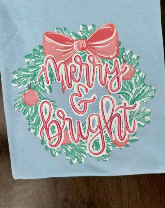 Merry + Bright Grandmillenial Wreath Shirt