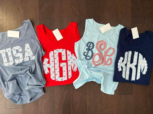 Script Flag Monogram {light blue}
