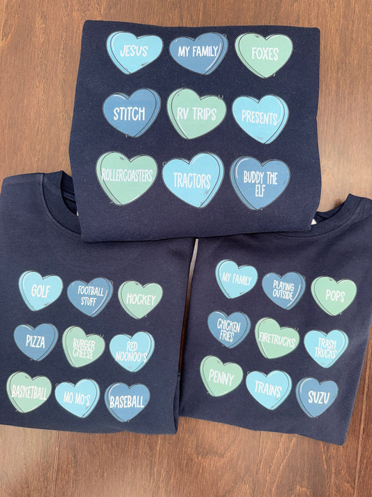 Navy Conversation Hearts - Boys