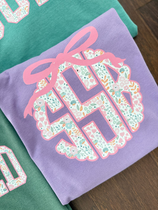 Floral Monogram Shirt Purple