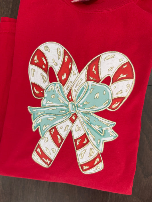 Candy Cane Tee *faux glitter*