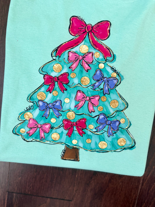 Mint Christmas Tree with Bow