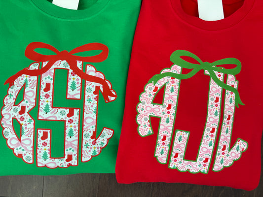 Cutesy Christmas Bow Monogram