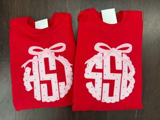 Stripes + Hearts Valentine Monogram