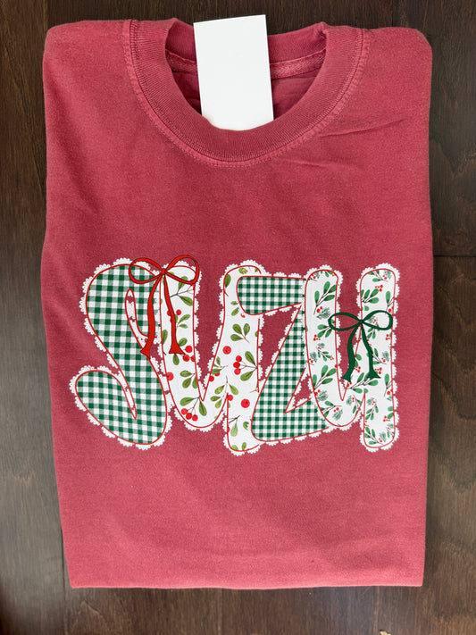 Christmas Lace Letter Shirt