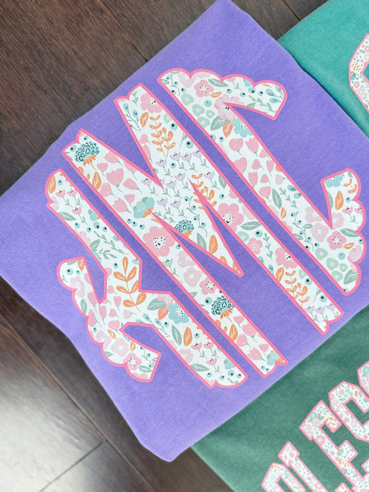 Floral Monogram Shirt Purple