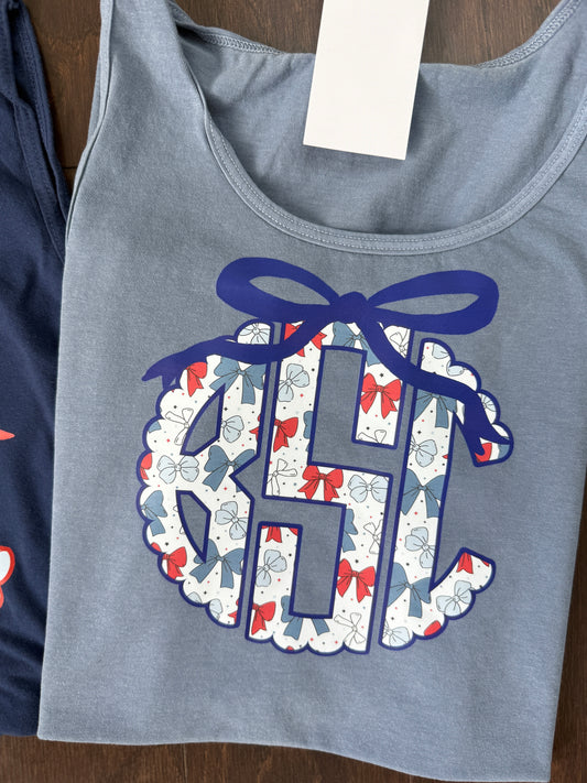 Patriotic Bow Monogram with Bow