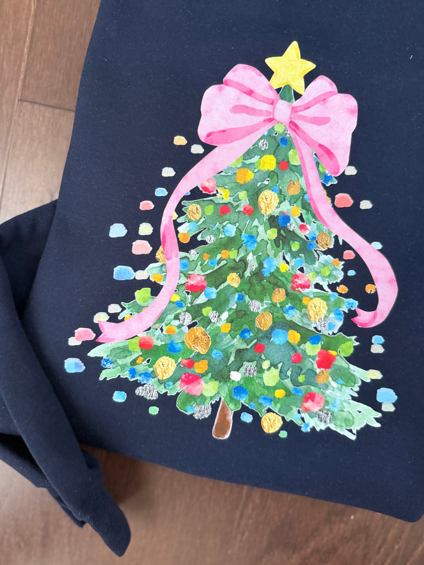 Colorful Christmas Tree with Bow {navy}