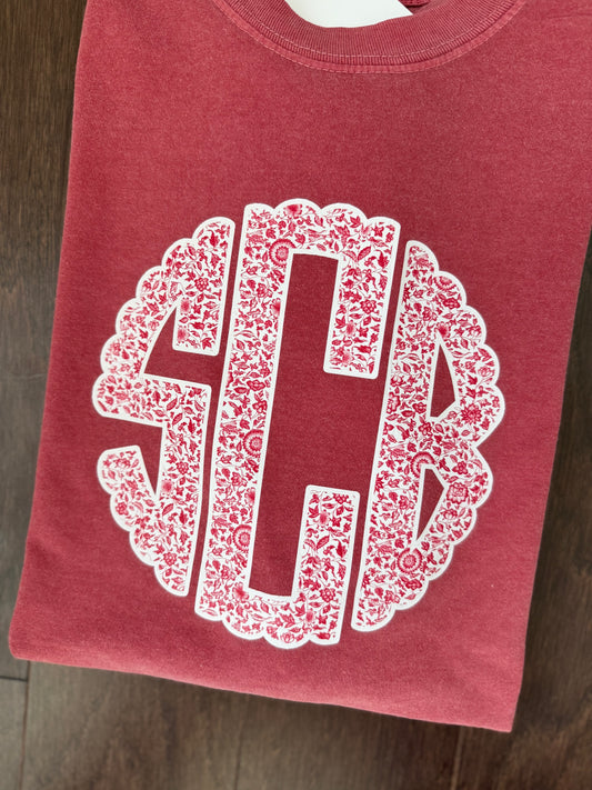 Red Floral Monogram Shirt