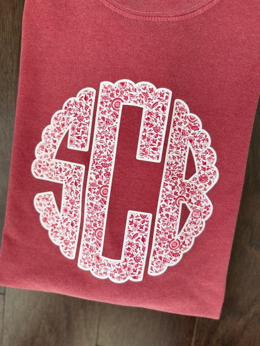 Red Floral Monogram Shirt