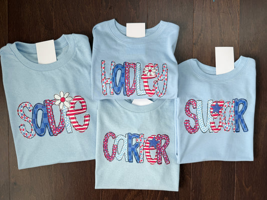 Patriotic Floral Mix Name Tees