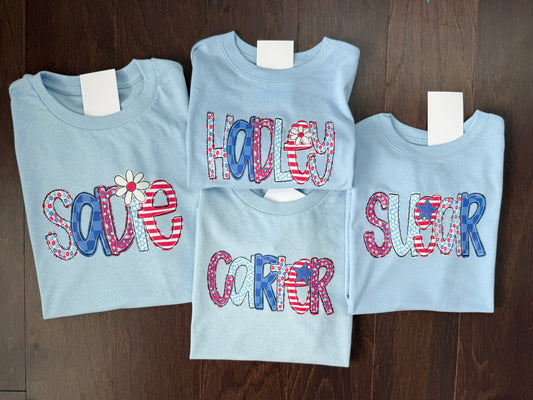 Patriotic Floral Mix Name Tees
