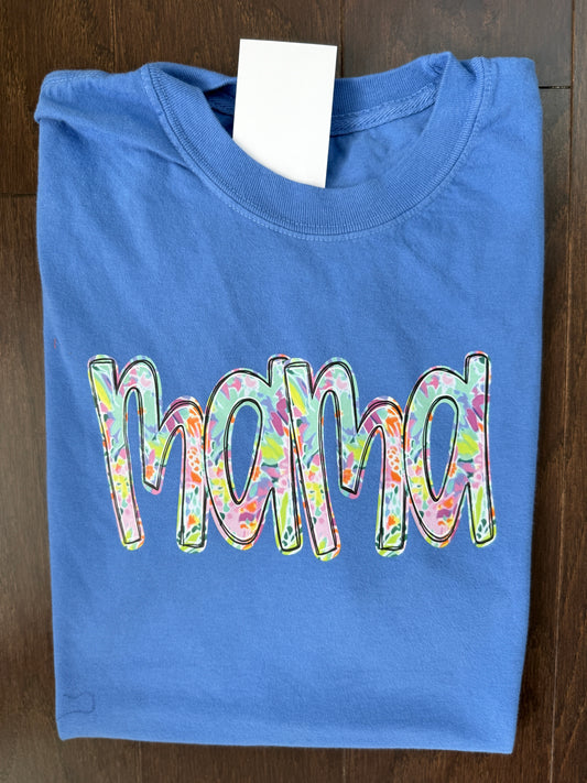 Floral Mama {or NAME!} on blue