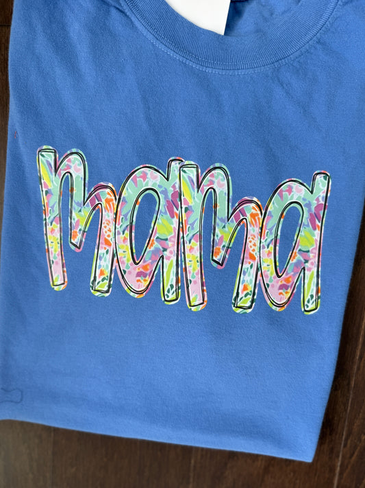 Floral Mama {or NAME!} on blue