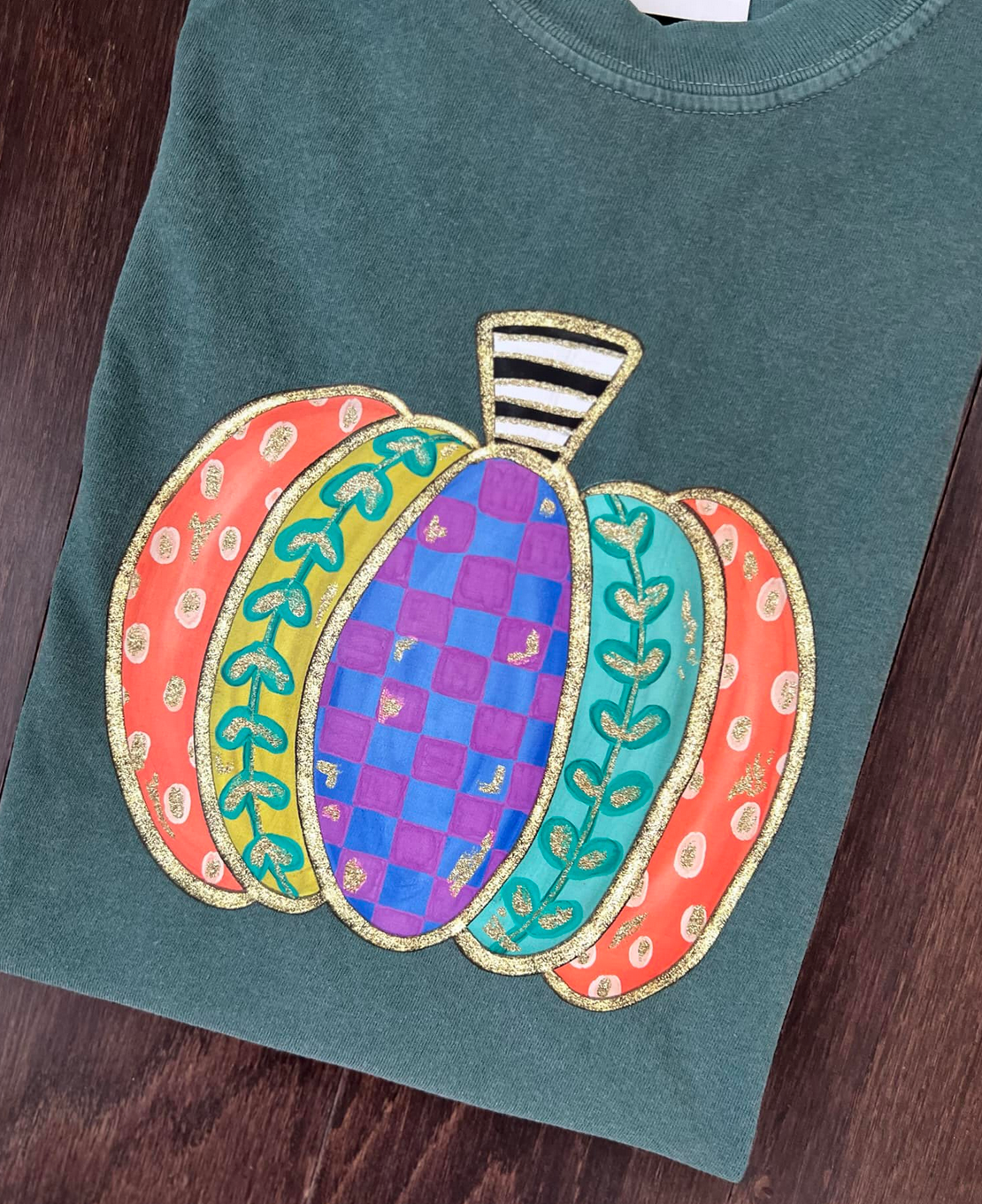 Glitter Fun Pumpkin Shirt (FAUX)