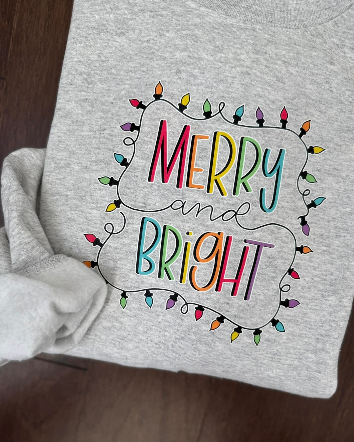 Merry + Bright Christmas Light Shirt