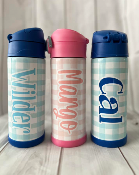 Navy OR Pink Gingham Cup w/ Matching Lid