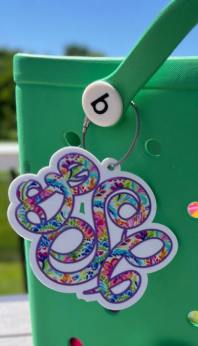 Floral Print Monogram Keychain