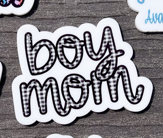 Black Gingham Boy Mom/Personalized Bogg Bit