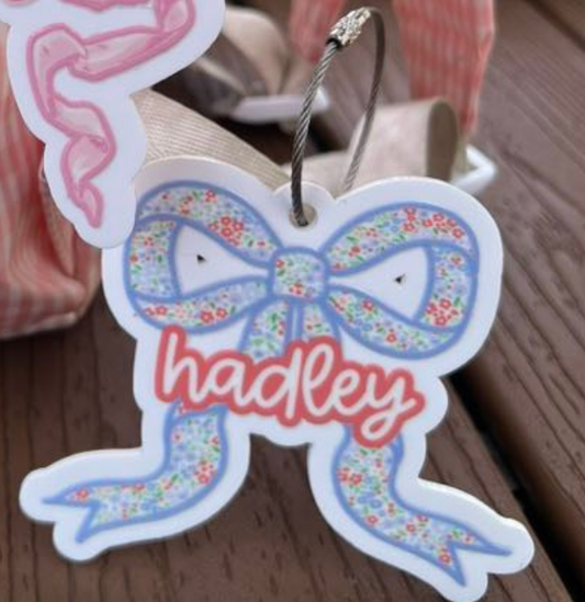 Blue Floral Bow Keychain