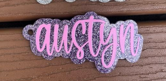 Purple Glitter w/ Purple Name Keychain