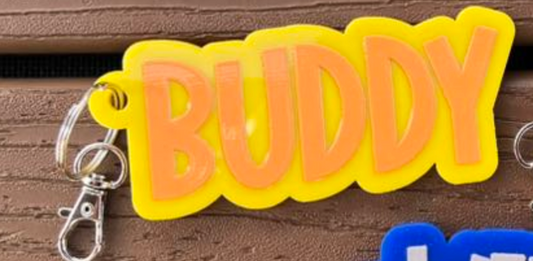 Yellow w/ Orange Name Keychain