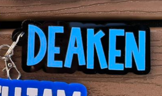 Black w/ Blue Name Keychain