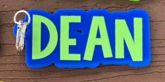 Blue w/ Green Name Keychain