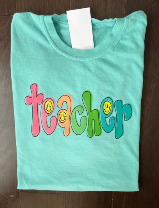 Mint Smiley Teacher Shirt
