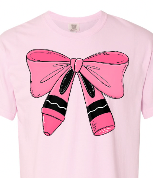 Pink Crayon Bow Shirt