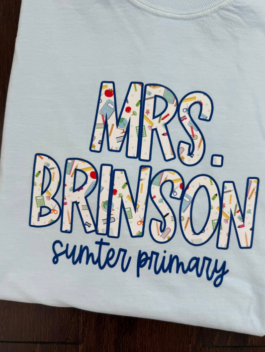 Name Teacher Print Shirt