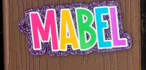 Purple w/ Rainbow Letters Keychain