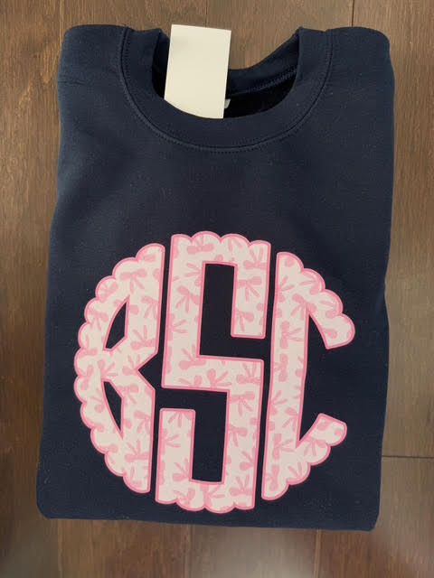 Navy w/ Bow Printed Monogram