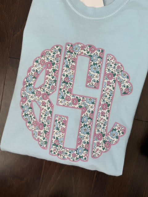 Light Blue w/ Floral Monogram