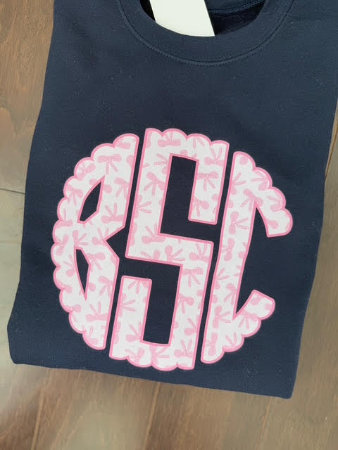 Navy w/ Bow Printed Monogram