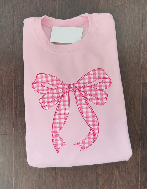 Pink Gingham Bow Shirt