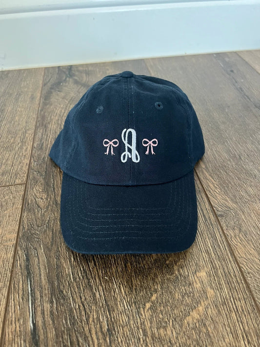 Initial and Bow Monogrammed Baseball Cap